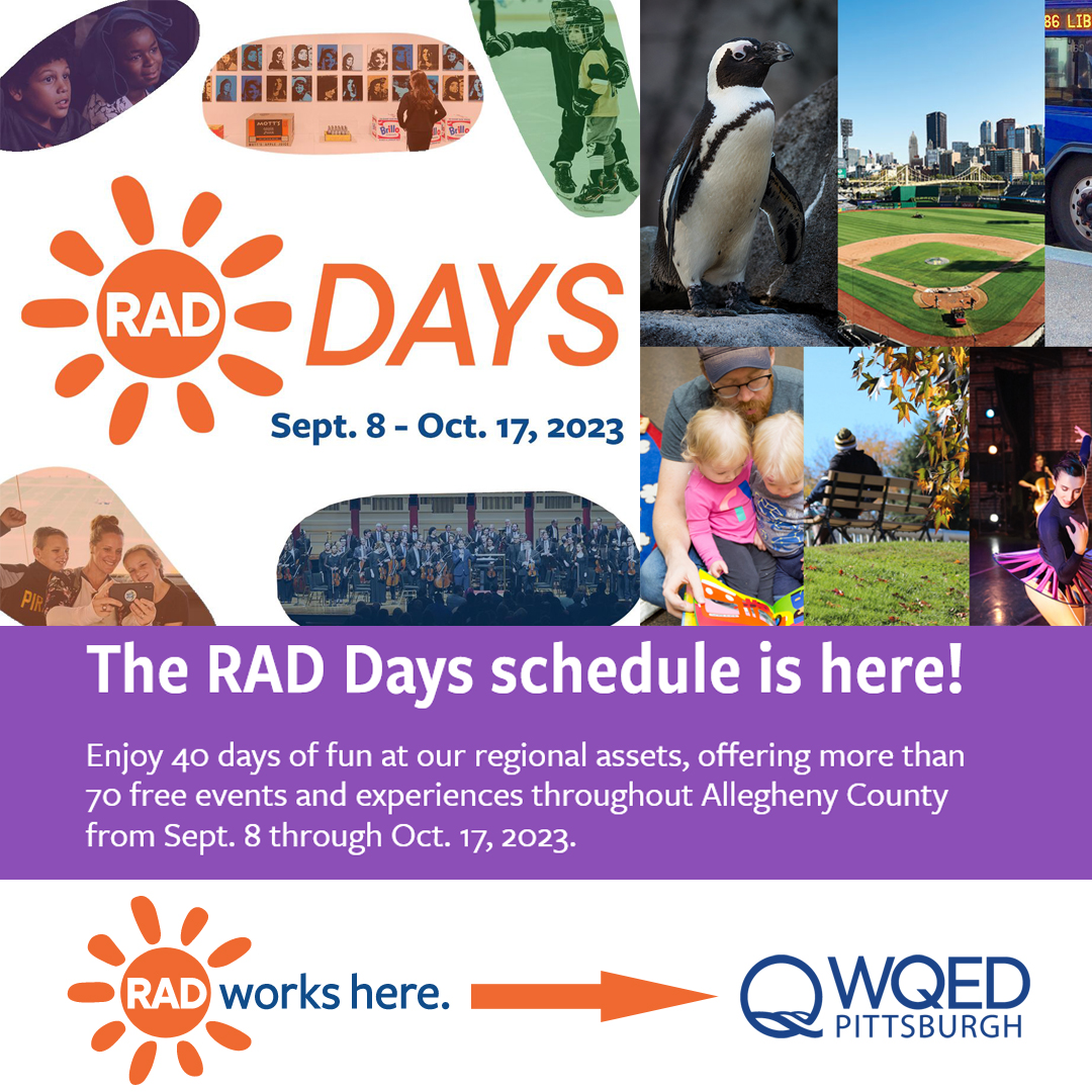 wqed's tweet photo. #RadDays are a go! See the best of Allegheny County's top cultural destinations FREE OF CHARGE! Get the full schedule of 70+ FREE events & experiences, now through October 17th-> https://t.co/vg9lQ7d4p7 🧡 #RADworkshere @radworkshere https://t.co/fxMWnDGGQu