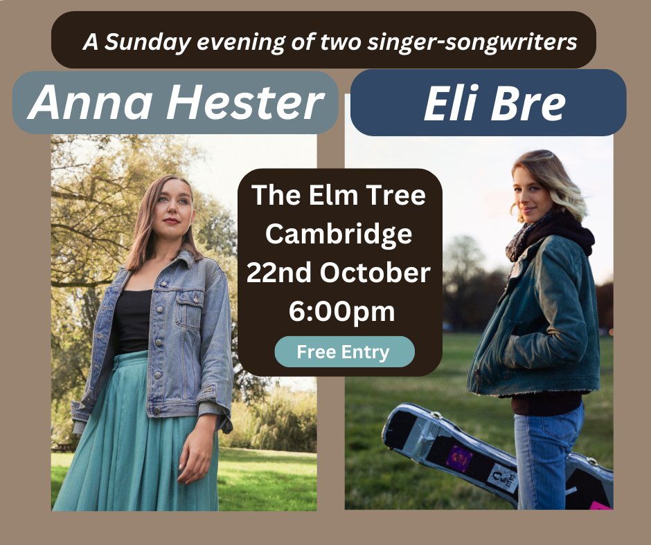 Anna Hester (@annahestermusic) on Twitter photo Looking forward to performing at <a href="/elmtree_camb/">The Elm Tree</a> again next month! Sunday 22nd October 6pm with the wonderful Eli Bre @cambridge105 <a href="/BBCCambs/">BBC Cambridgeshire</a> <a href="/CamWhatsOn/">What's on in Cambridgeshire</a> Looking forward to performing at <a href="/elmtree_camb/">The Elm Tree</a> again next month! Sunday 22nd October 6pm with the wonderful Eli Bre @cambridge105 <a href="/BBCCambs/">BBC Cambridgeshire</a> <a href="/CamWhatsOn/">What's on in Cambridgeshire</a>
