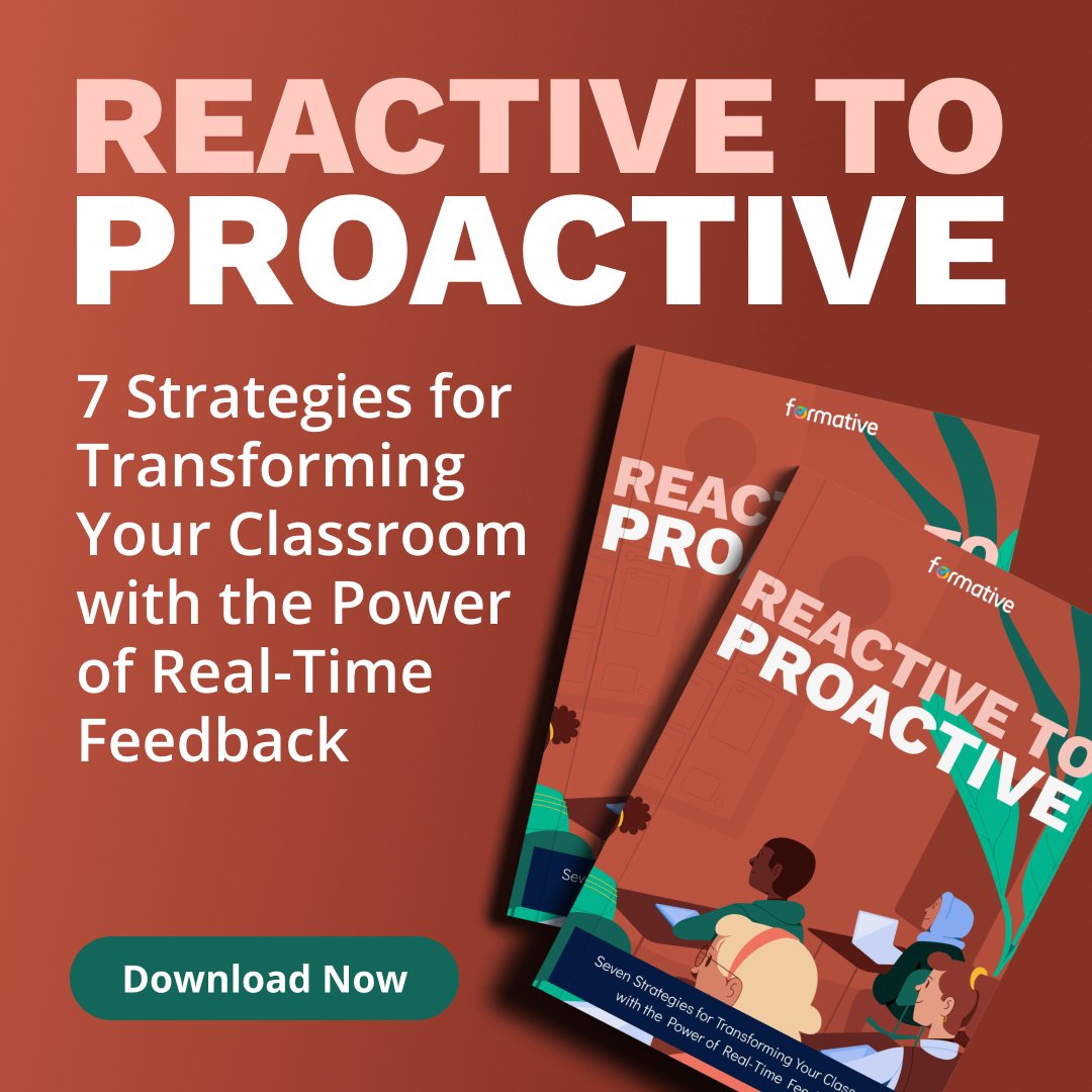 goformative's tweet photo. Check out our "Reactive to Proactive" playbook to learn how to integrate auto-grading into your classroom! 👉 https://t.co/zq7eO7ZmvQ
#formative #playbook #reactivetoproactive #education #teacher #student #admin #classroom #edtech #learning https://t.co/Gcr6us0JEi