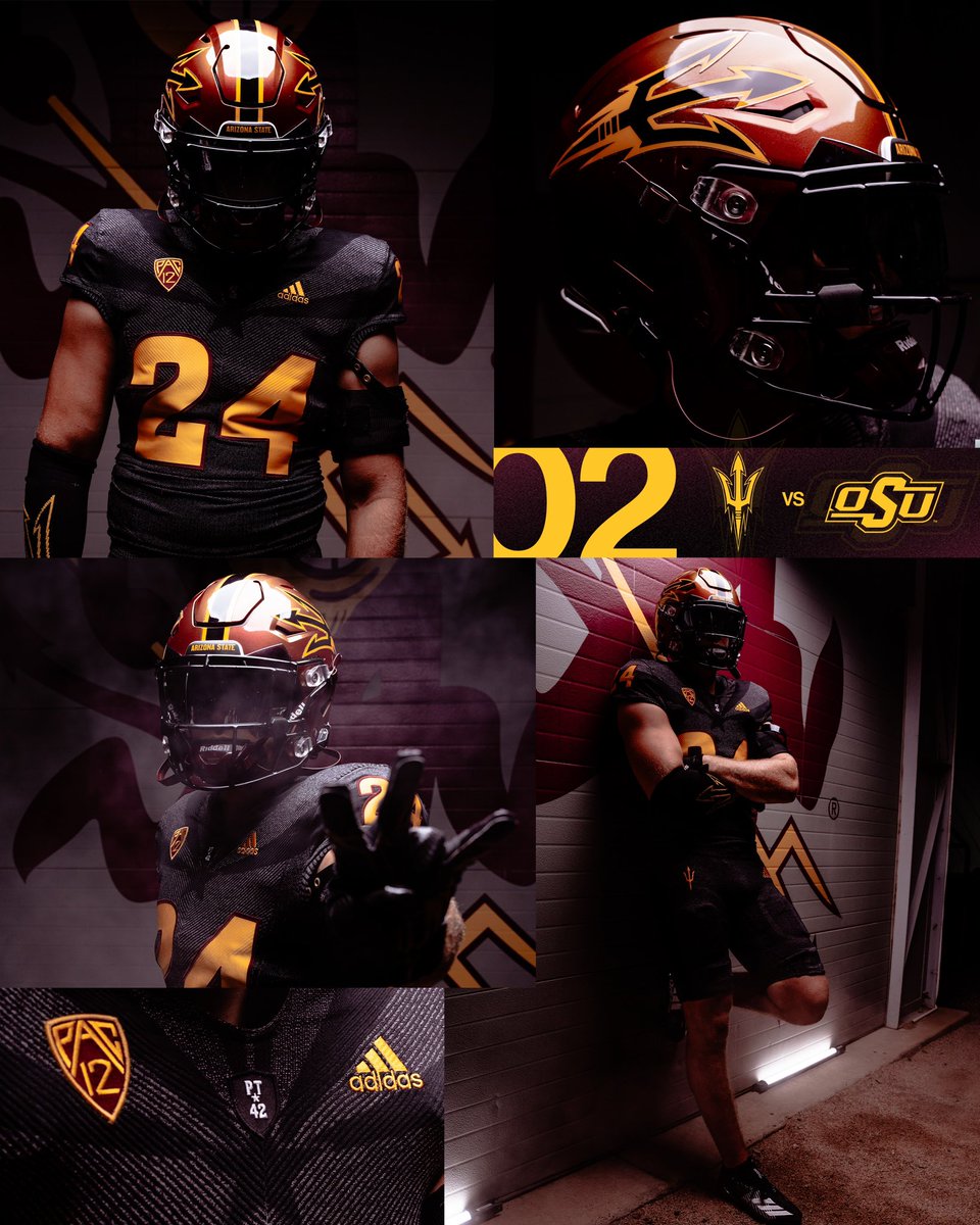 ASUFootball's tweet photo. Week two attire 😈⚫️

#ForksUp /// #BlackoutOSU https://t.co/SgMKMR3FUZ