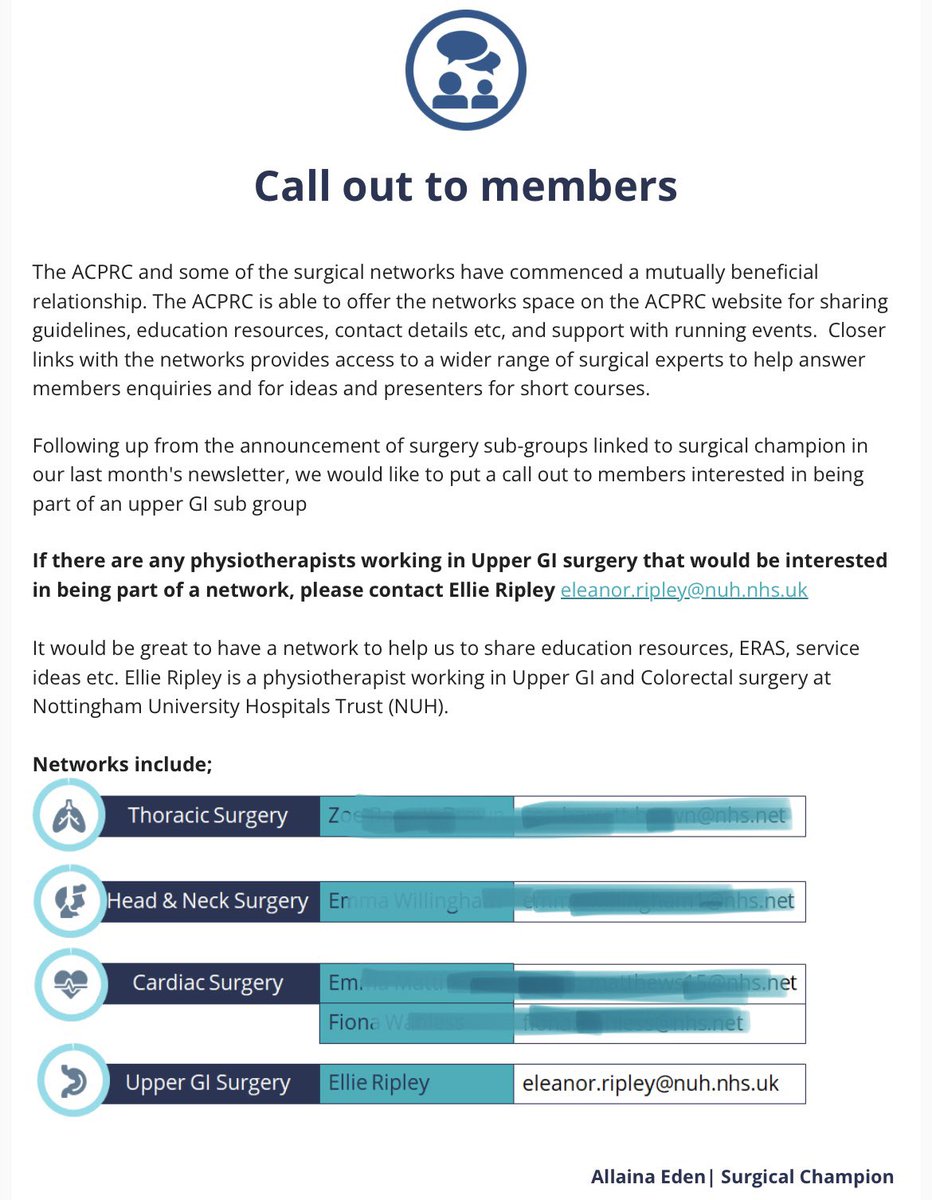 🩺 Are you a physio working in Upper GI surgery and want to be part of a network of Upper GI physios? 🩺

I’m looking to set up a network!

Add your email to this link and I’ll be in touch soon forms.office.com/r/sHVy6gcGgf 

Or email me using the email address below! <a href="/TheACPRC/">ACPRC</a>