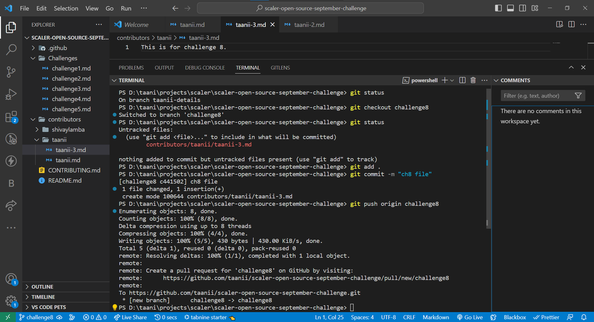 chaitanya8921's tweet photo. Hey All, I have completed #task8 of #OpenSourceSep Challenge with @Scaler_Official Discord Community.
This helps me stay consistent with learning
You can join the community HERE - https://t.co/So2zrik17b
#Opensourcesep #ScalerDiscord #Scaler #30daysofopensource #100daysofcode https://t.co/I8a6LVazrq
