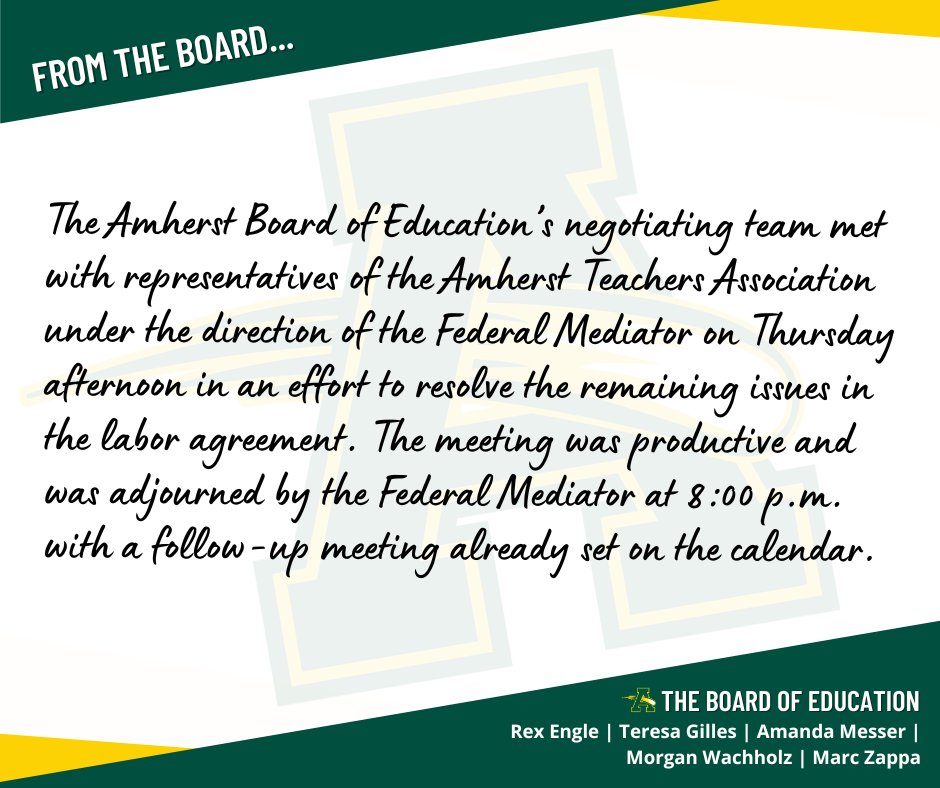 Comet_Connect's tweet photo. Please see this message from the Amherst Board of Education. https://t.co/B4Wz9Dut3B