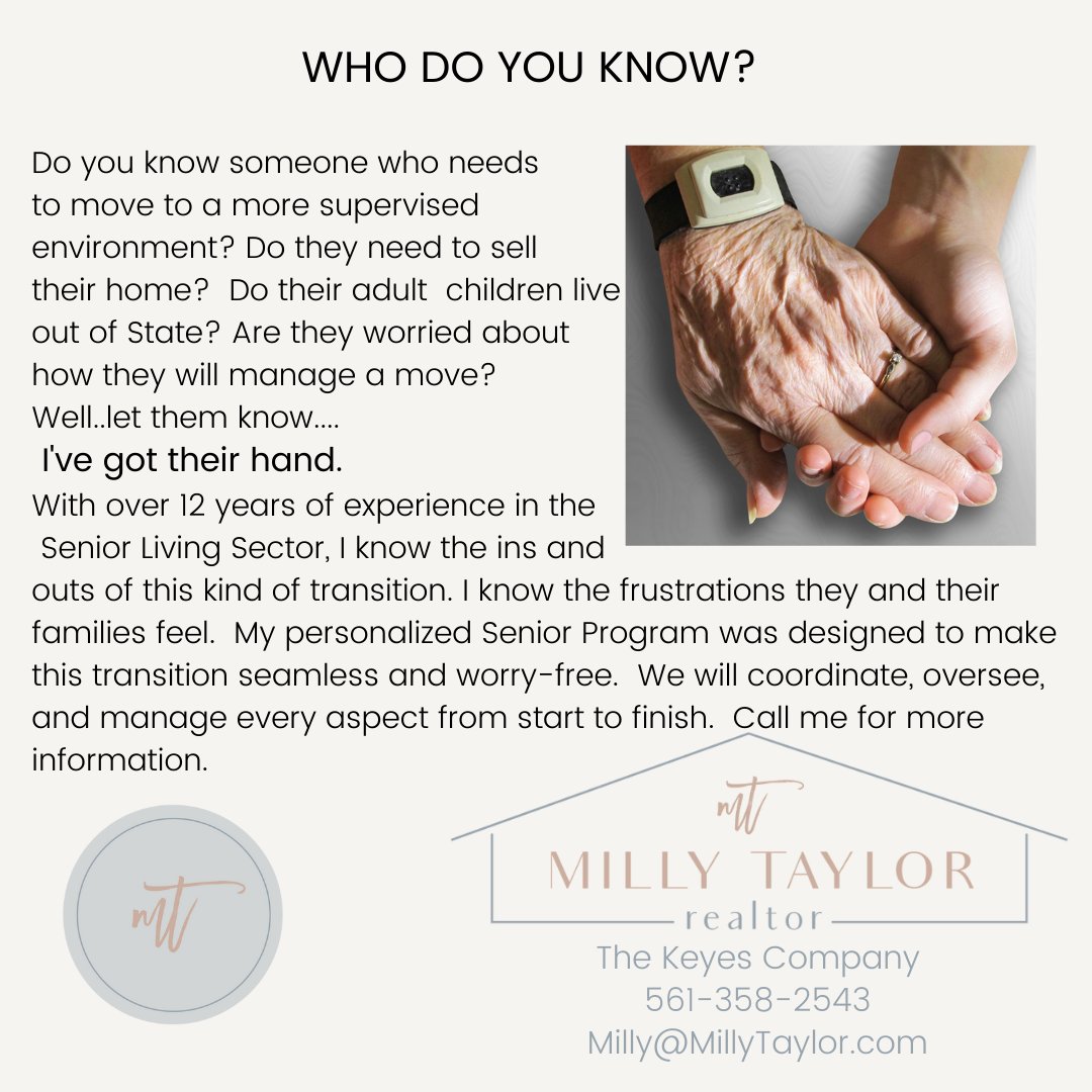 #MillyTaylorSells #Wegetitdone #KeyesRealtors  #hometownrealtor #Floridarealestate #wellingtonflorida #NAR #Southflorida #Keyeswellington #realestate #homesforsale #seniorliving #caremanagers #alf #seniors