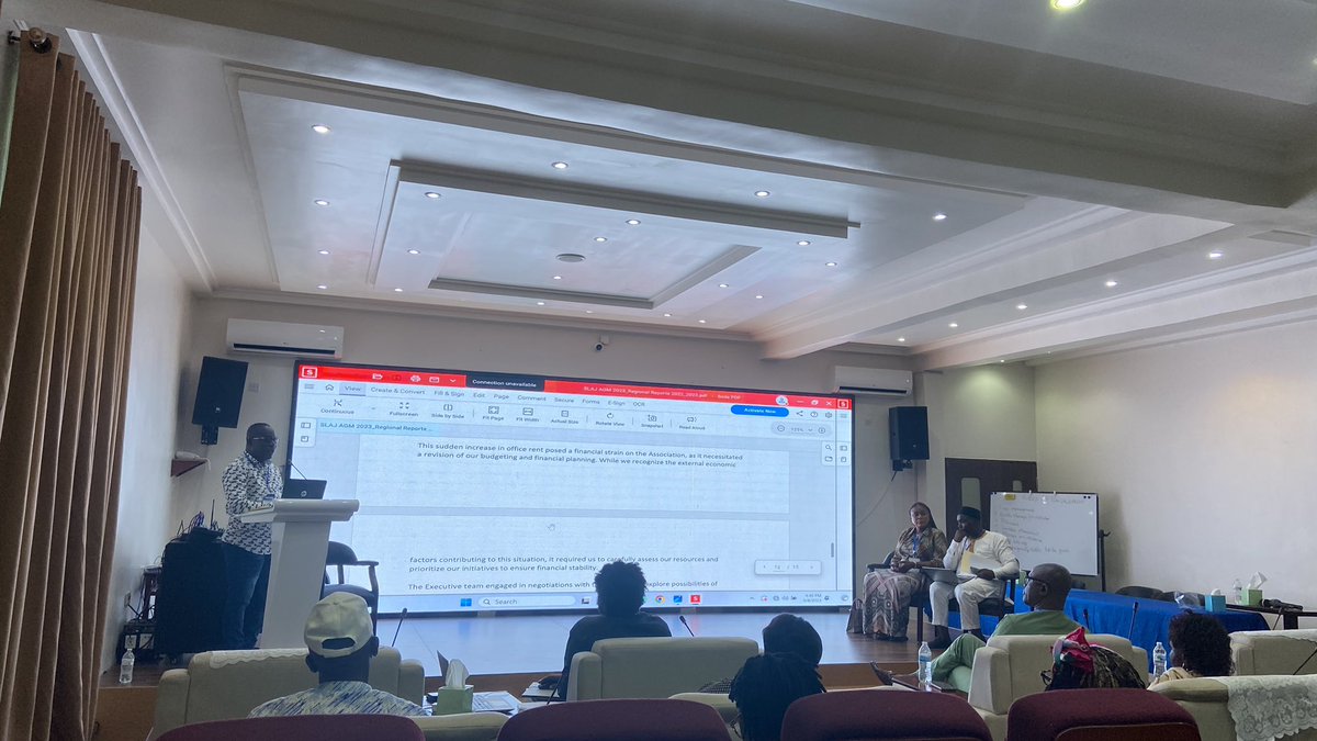 DnDComms's tweet photo. @SLAJ_Salone regional chairpersons presented their annual report at the #SLAJ2023AGM .

Steven Bockerie - North
Victoria Barnard - East
Abu Bakarr Mustapha - South 

@ayvnews @UNDPSierraLeone @EUinSierraLeone https://t.co/RTPppjEV8c