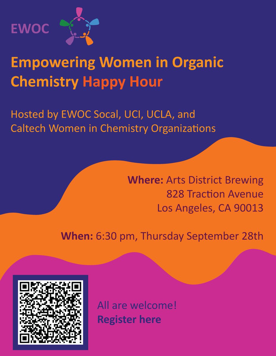 And the first event coming in hot - for LA, we have a Happy Hour planned together with @CaltechWic, UCI and UCLA on 09/28/2023 at 6:30 pm at the Arts District Brewing! You don't want to miss out at this opportunity to meet up and network! Register via QR code #WomenInSTEM