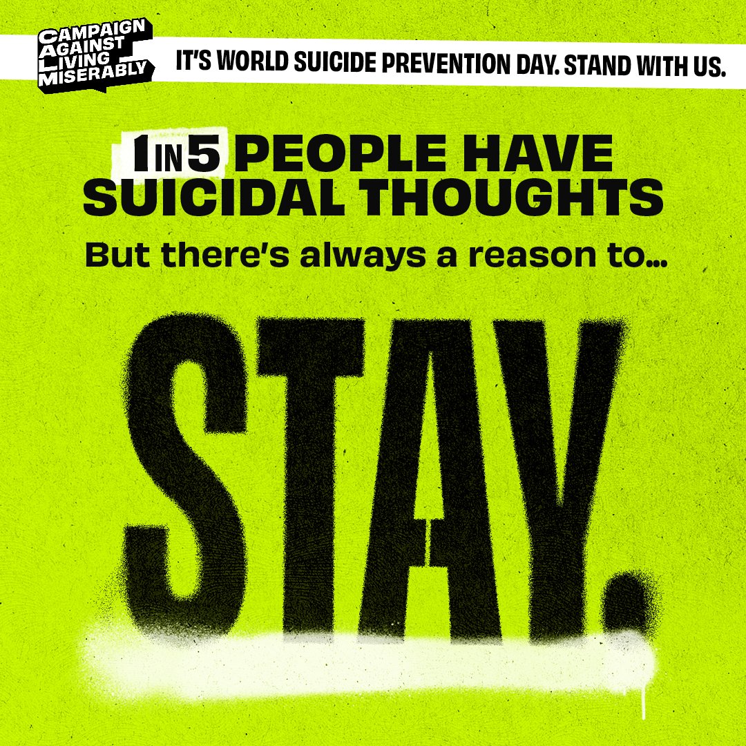 Today is #WorldSuicidePreventionDay. And we’re proud to be standing with @theCALMzone to help let anyone and everyone out there who can’t see a way out know: “Things can change”. To help more people to Stay. Join us. Share this post. Help someone Stay.