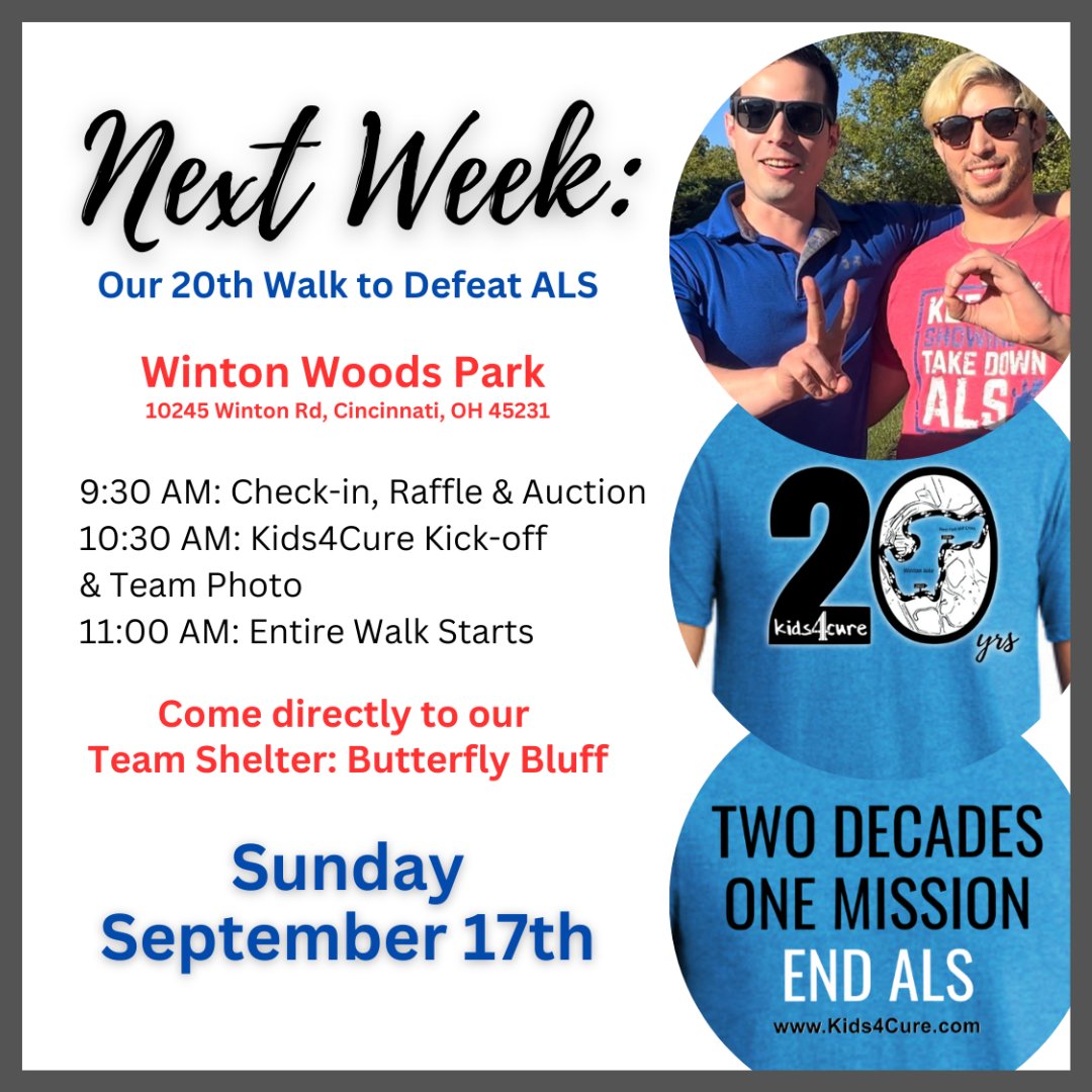 Next weekend.  Hope you're able to come out.  secure.alsohio.org/goto/Kids4Cure. <a href="/ALSKids4Cure/">Kids4Cure</a>