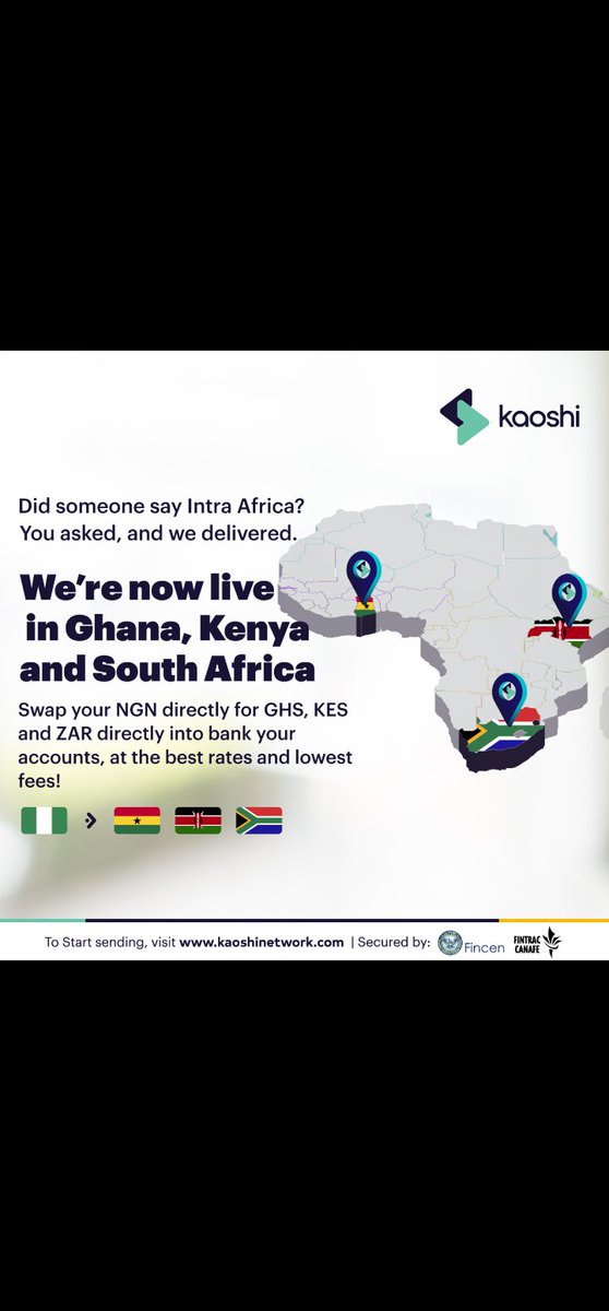 Intra Africa? Say less. Ghana, Kenya and South Africa, we got you covered all day, any day, on the hour, every hour. Swap your NGN directly for GHS, KES and ZAR directly into your bank accounts, at the best rates and lowest fees. #KenyansinNigeria #KenyansinDiaspora…