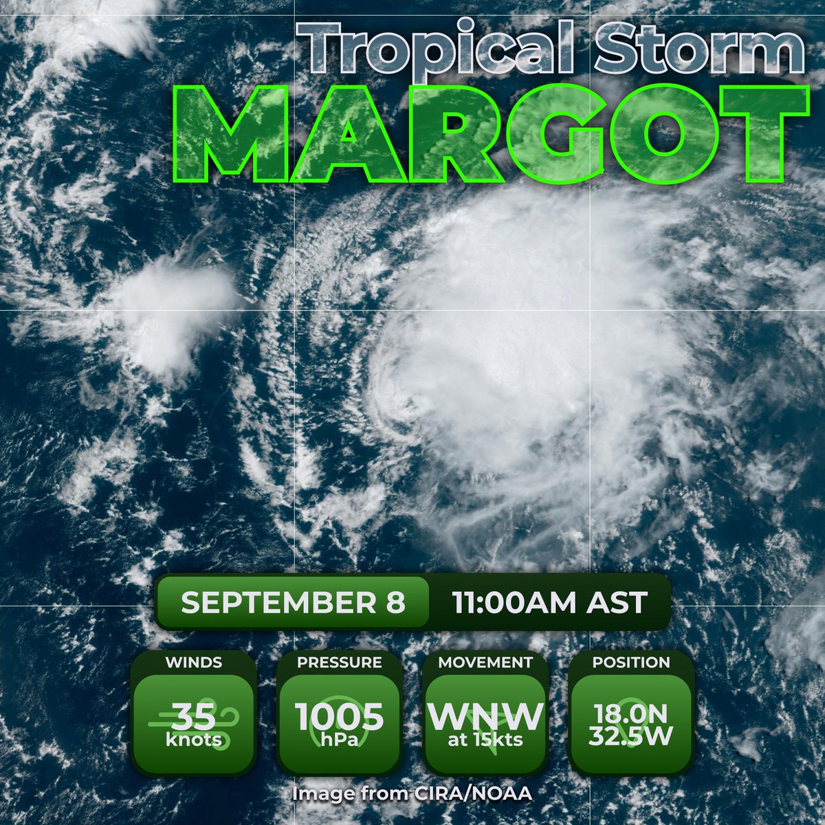 astradiayt's tweet photo. #Hurricane #Lee weakens to a #Category4 after getting hit with shear; on the other hand, #Jova has a satisfying structure despite being weaker than before. Margot is still alive, just very slightly weaker. https://t.co/mYT5gHZHuW