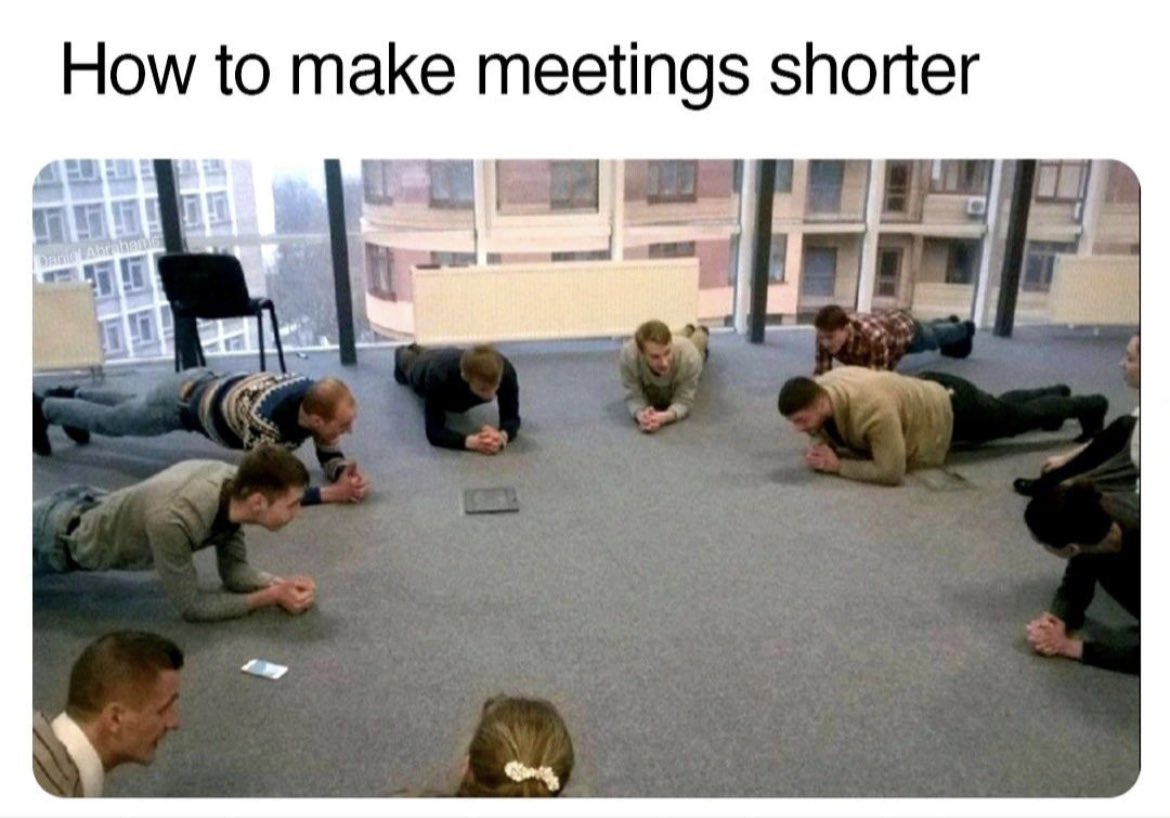 sreespace's tweet image. &quot;🚀 Pro tip for keeping meetings short in the corporate office 🪶💨 Guaranteed to speed up decision-making! #ProductiveFridays #OfficeHacks