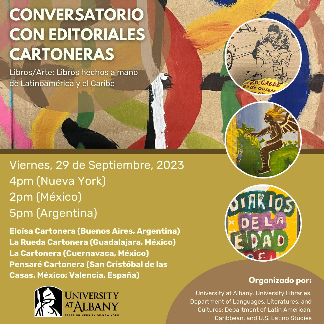 Conversatorio con editoriales cartoneras Primer conversatorio de la serie: Libros/Arte: Libros hechos a mano de Latinoamérica y el Caribe Este conversatorio es en español. Learn more about Libros/Arte here: bit.ly/3raAEGc Register here: bit.ly/3P8KLDG