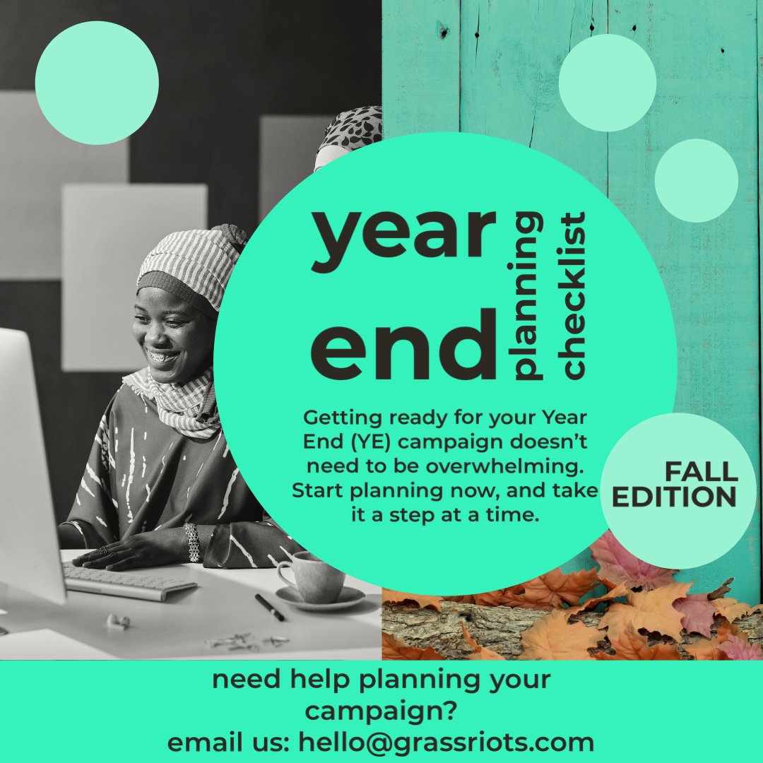 Grassriots's tweet photo. September is upon us and Year End season will soon be in full swing for fundraisers!

Our  planning checklist lets you know what you should be working on  throughout autumn to prepare for a successful Year End campaign. #yearend #fundraising #nonprofits #digital https://t.co/76uSA4wanW
