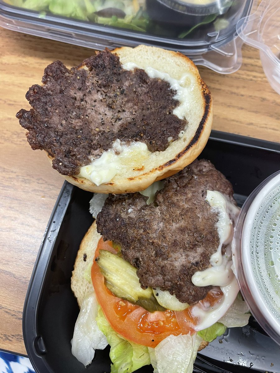 Deborah512's tweet photo. @Applebees If this is what you are serving as your Neighborhood burger, the next neighborhood I am visiting is McDonalds value menu. https://t.co/R9iQkTczy3