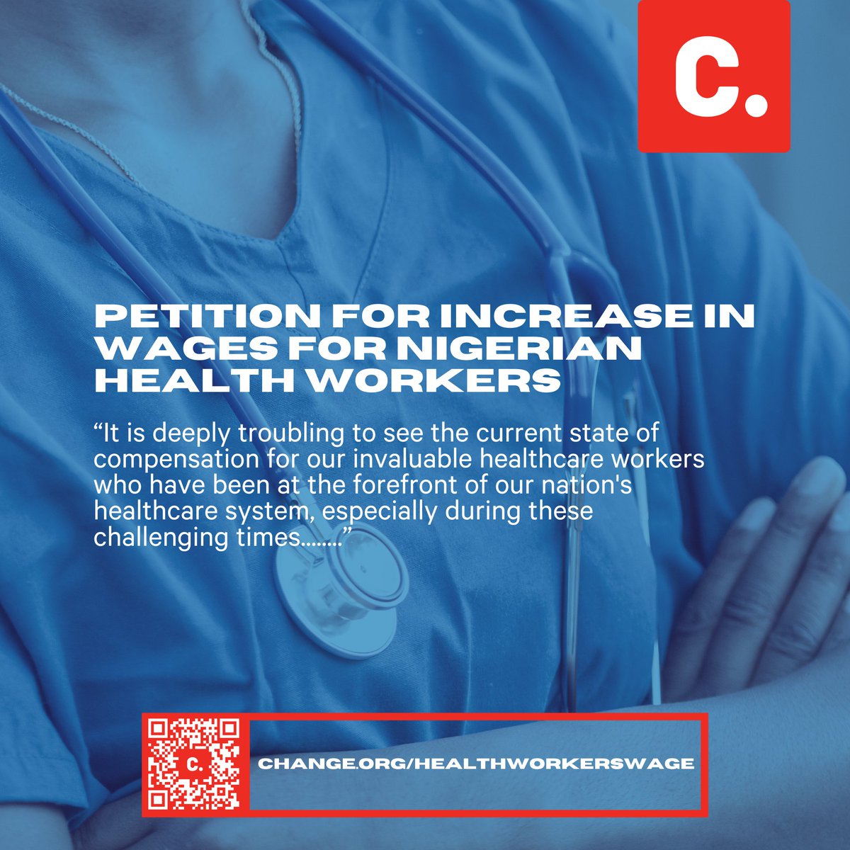 Let's stand with our healthcare heroes in Nigeria. They've been our lifeline in tough times, but their wages and conditions need improvement. Sign the petition to ensure they get the recognition and support they deserve! change.org/HealthworkersW… #FairWagesForHealthWorkers