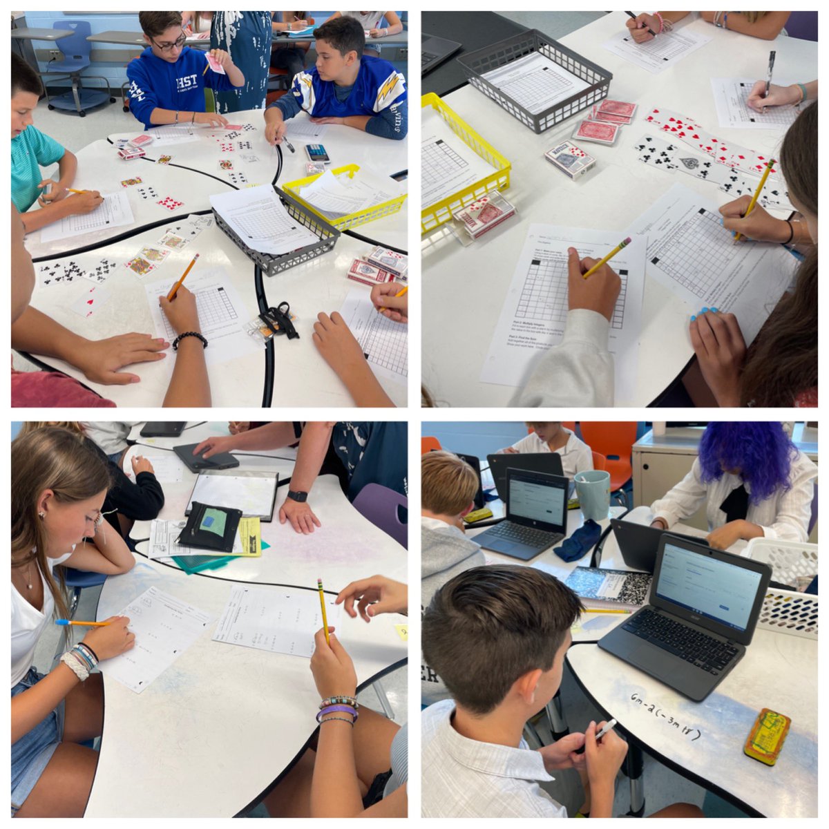 Station work today in pre-algebra! Demonstrating our knowledge of skills from last year 🙂 <a href="/JaclynScotto/">Jaclyn Scotto</a> <a href="/ThompsonMSpride/">Brian Currie</a>