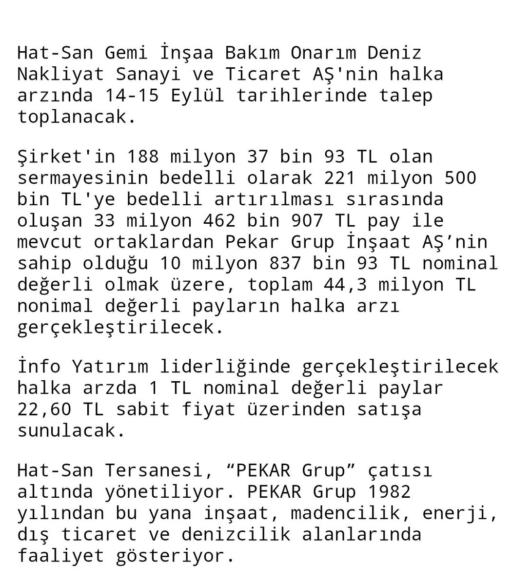 ⚡ Hatsan gemi Halka arz günleri 
#BORSA #sngyo #sasa #HEKTS #gesan #alfas #astor #eregl #akbnk #oyakc #isctr #halkb #enjsa #cvkdm #GRTRK #bist10 #odas #kontr #varant #sahol #ekgyo #kzbgy #MNDTR #AKCNS #cante #vestel #vesbe #doas #aefes #mıgrs #ENKAI #Nugyo #akfye #V_Layover #