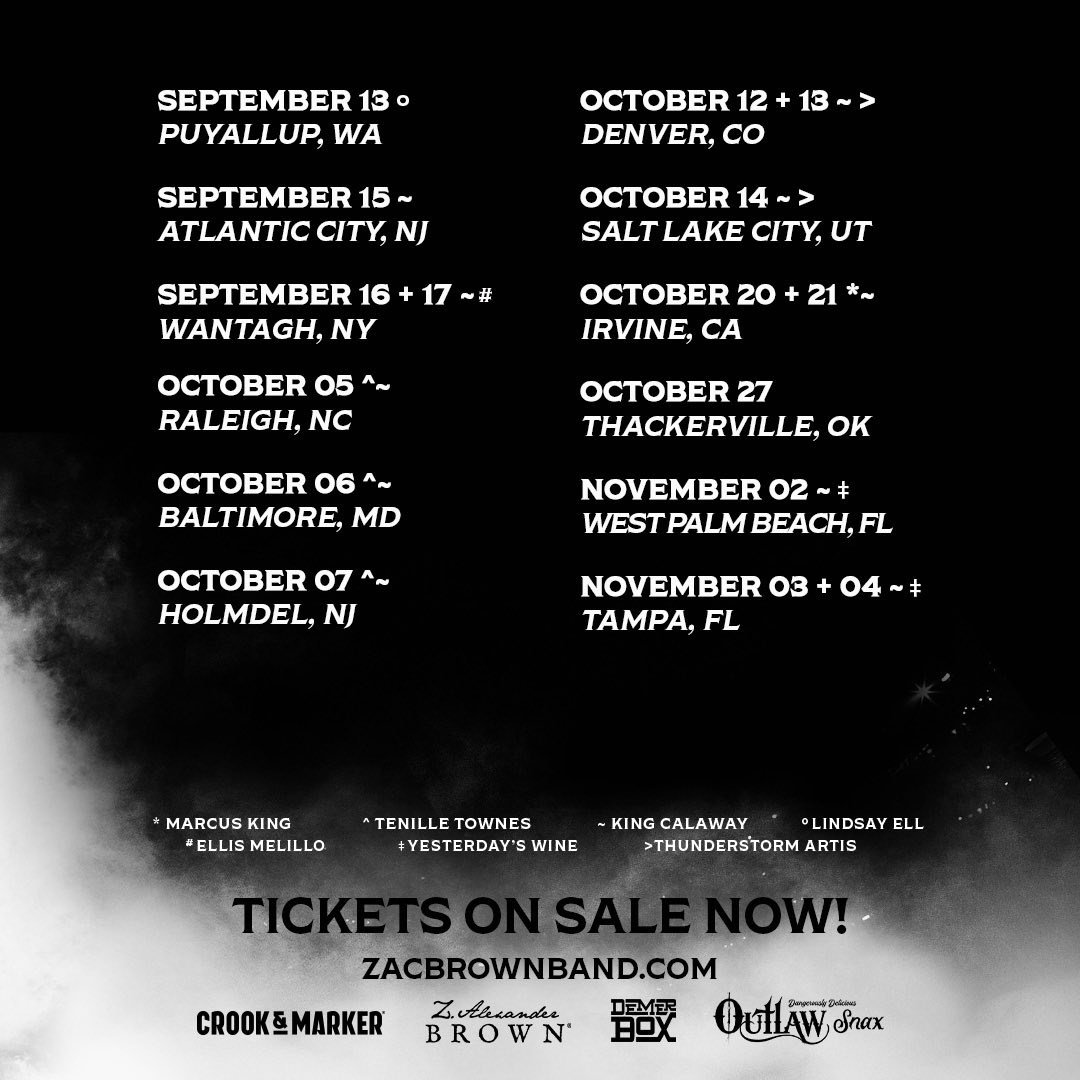 zacbrownband's tweet photo. What a summer. Only 16 shows left this year, who’s coming? 🔥 #FromTheFire 

Tickets: https://t.co/RChhZT0p2o https://t.co/AlDA8UpPw6