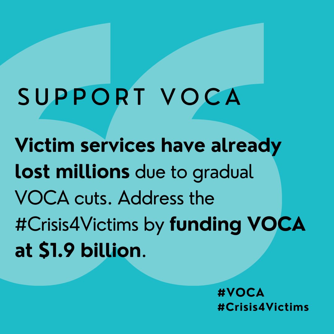 riverviewcenter's tweet photo. URGENT: The Victims of Crime Act (#VOCA) is facing a critical reduction of 40%. The proposed cut will endanger millions of victims and survivors of violence. It’s time to speak up and champion VOCA. #Crisis4Victims https://t.co/9zUUe1tUV0