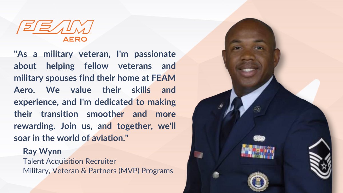 #FEAMTeamFriday - Meet Ray Wynn, FEAM Aero's dedicated Talent Acquisition Recruiter passionate about supporting military individuals. 

#FEAM #Aviation #AircraftMaintenance #Recruiting #TalentAcquisition #Hiring #Veterans #HiringVeterans #MilitaryTransition
