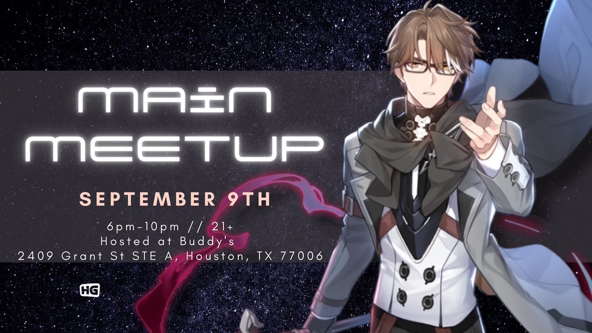 It’s Main Meetup time! Come join us this Saturday at @BUDDYSHouston for some food, drinks, and games! We will also be doing a special new type of giveaway that will be game show inspired! Free to enter! Can’t wait to see everyone there!