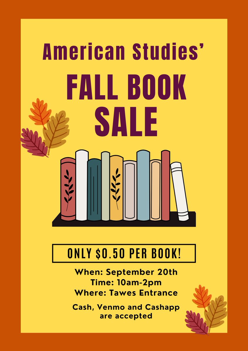 Do you love to read? Stop by for American Studies' Fall Book Sale on Wednesday, September 20th at the entrance of Tawes. Can't wait to see you there!