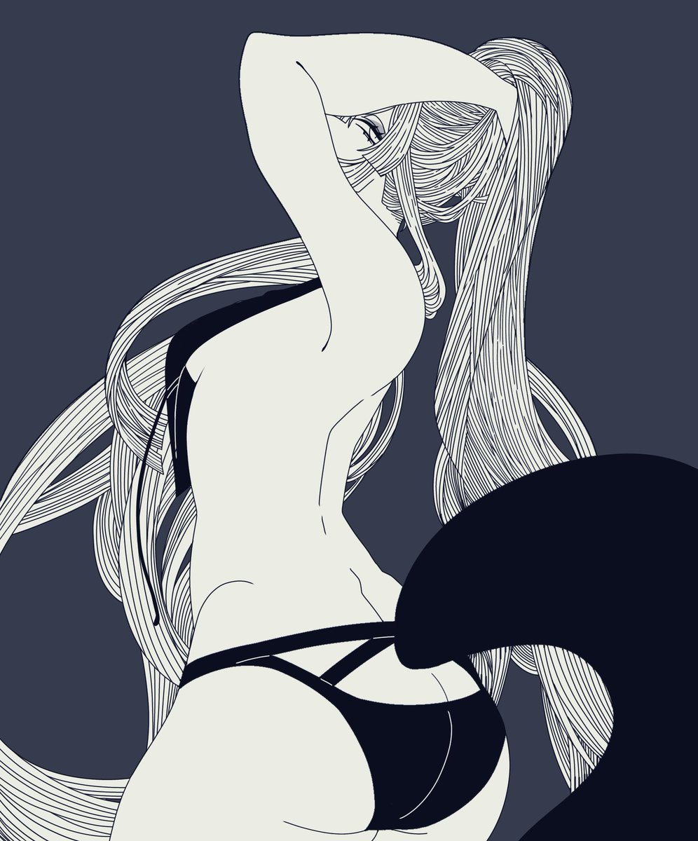 おしりを描きたかったはずが髪の毛に力を入れてしまいました。