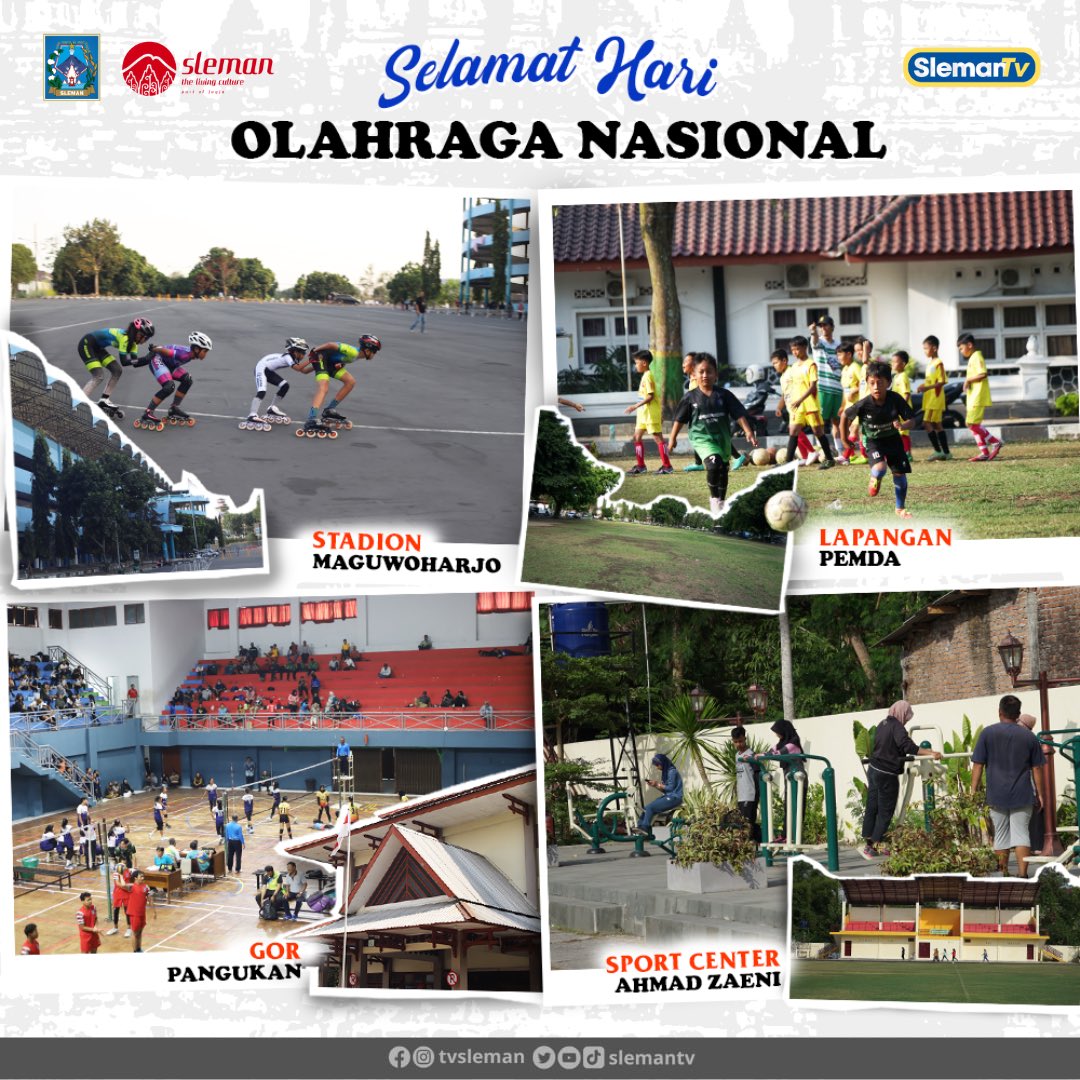 Selamat Hari Olahraga Nasional! 

Kita bisa olahraga di mana saja. Mulailah dengan langkah kecil, seperti lari pagi, jalan sore, atau mencoba olahraga baru.

Biasanya olahraga di mana kalau di Sleman?