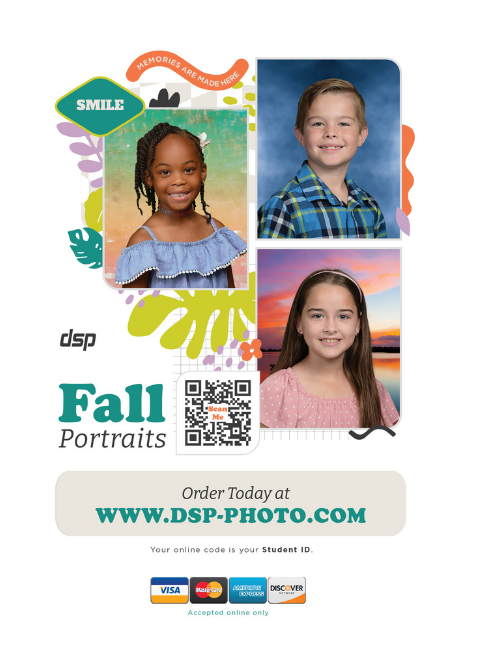 PICTURE DAY  OCT 9TH !!
TIME: 8:30am to 5:00pm  No appointment necessary.
For Westside students -250 Enterprise Rd ,Deltona  Eastside students report to Dean Stewart Photography  955 Foster Way ,Suite 322 South Daytona. Pre order starts today! Go To
DSP-PHOTO.COM