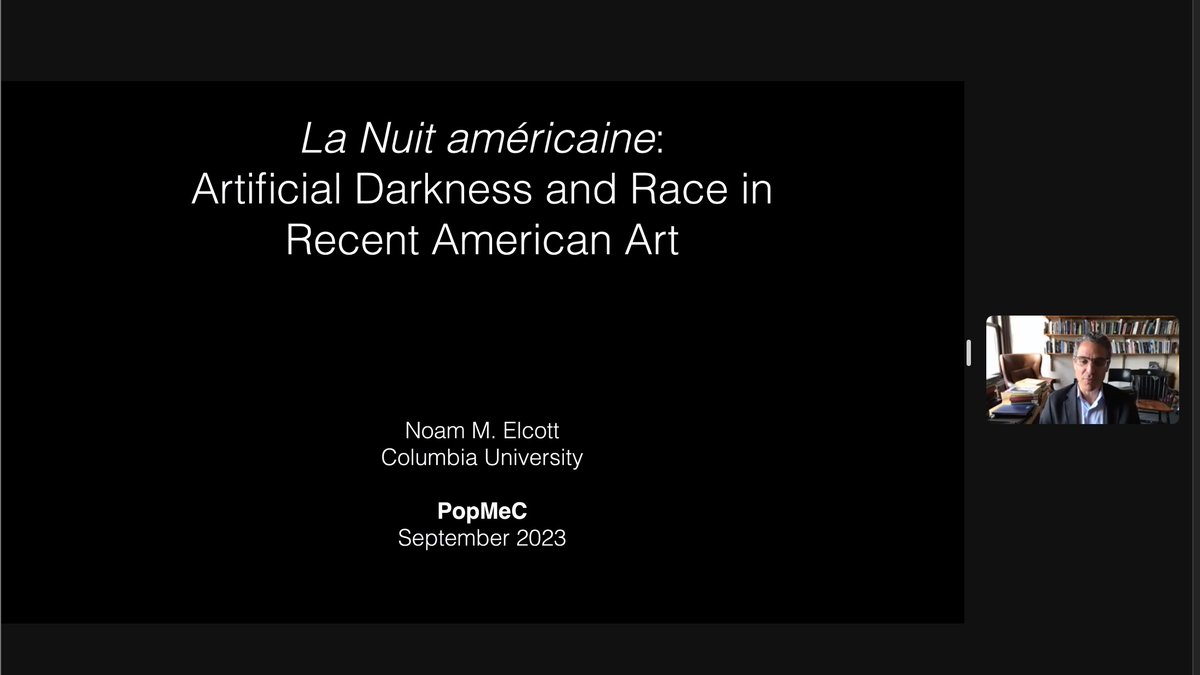 popmec_darkness's tweet photo. We close our conference week with Noam Elcott's keynote on artificial darkness touching upon representations of race in recen US art and (popular) culture, chaired by @AnnaMartaMarini https://t.co/hYH1ra6JKR