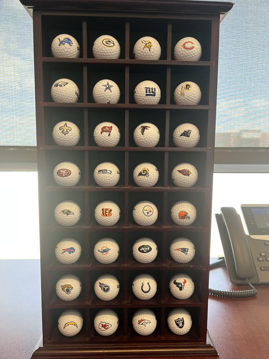 Annual Tradition: Arrange the golf balls by Division predicting how each team will finish. I’m wrong a lot. But who cares; FOOTBALL IS BACK!!!!