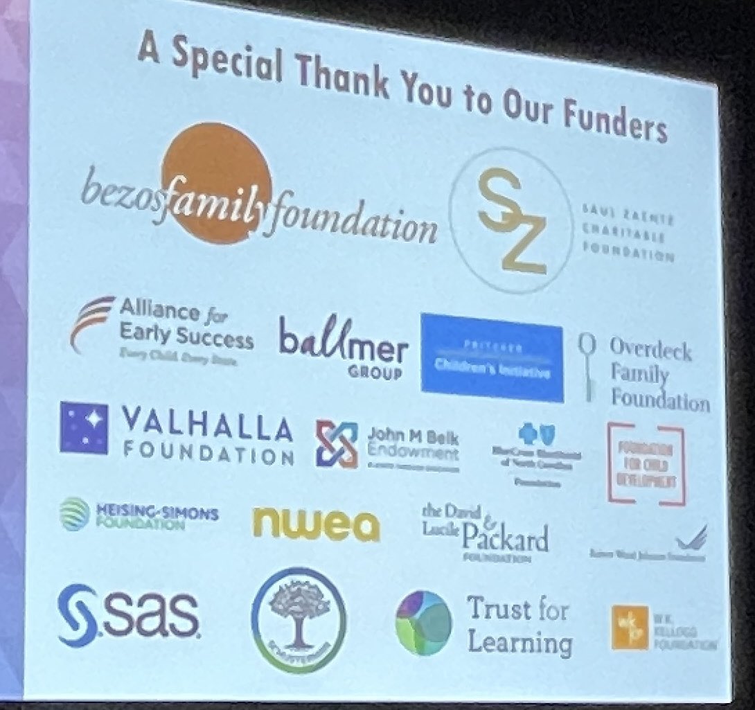 KathySteinhoff's tweet photo. What a fabulous conference! Thank you @Hunt_Institute and the many funders of the Early Childhood Leadership Summit.
#ECLS2023 https://t.co/RCrKTVX6au