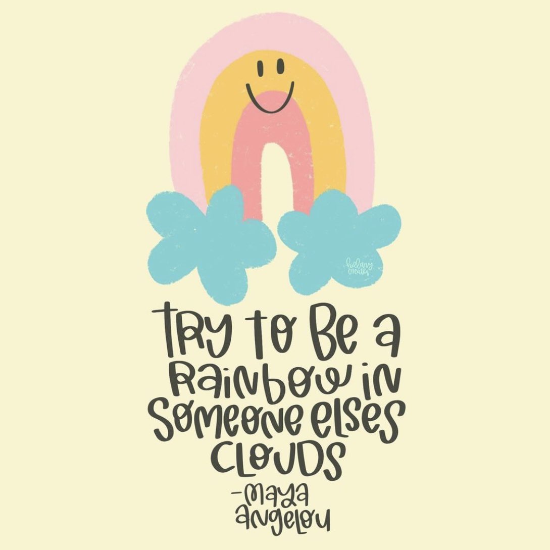 actionhappiness's tweet image. Try to be a rainbow in someone else’s clouds 🌈 

Image: instagram.com/hillary.creates