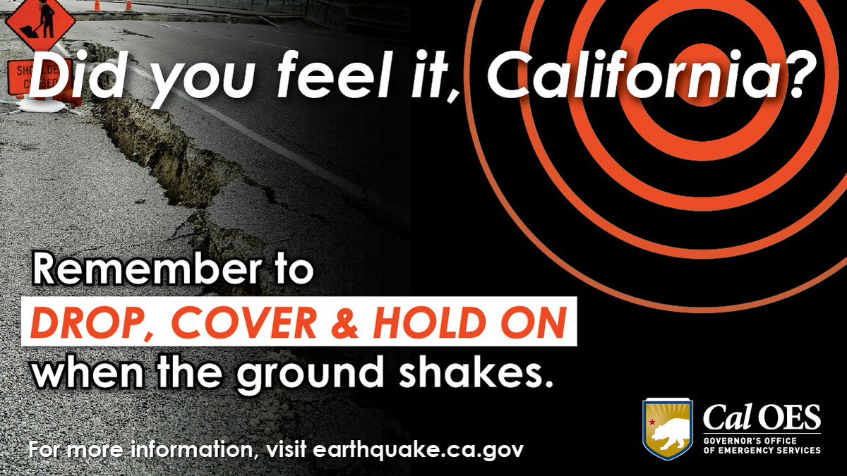 .@ShastacountyCA just experienced a 5.0 magnitude earthquake. Remember, when shaking starts, seconds matter so drop, cover and hold on! Get alerts, visit: earthquake.ca.gov