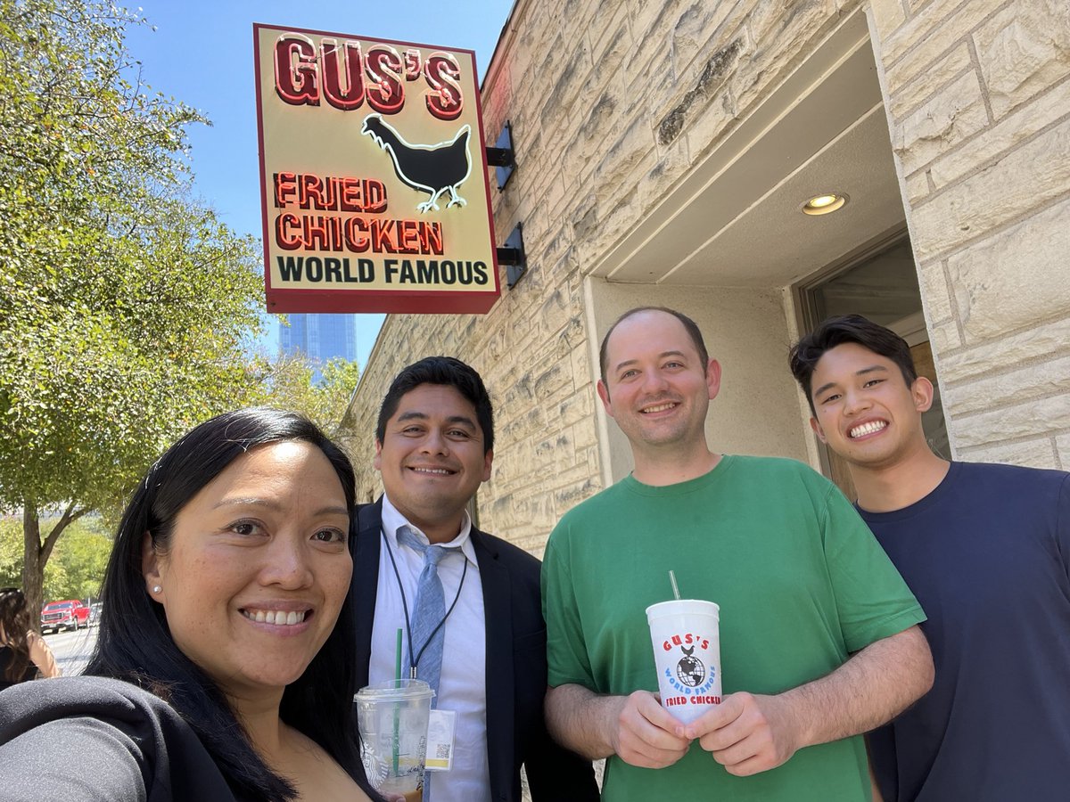 Joan Delto MD (@jcdeltomd) on Twitter photo Lunch at <a href="/GusFriedChicken/">Gus's Fried Chicken</a> with <a href="/PalaciosArnold7/">Arnold Palacios</a> <a href="/TheDKDr/">Dane K.</a> & Peter Palencia #SCSAUA #Austin Lunch at <a href="/GusFriedChicken/">Gus's Fried Chicken</a> with <a href="/PalaciosArnold7/">Arnold Palacios</a> <a href="/TheDKDr/">Dane K.</a> & Peter Palencia #SCSAUA #Austin