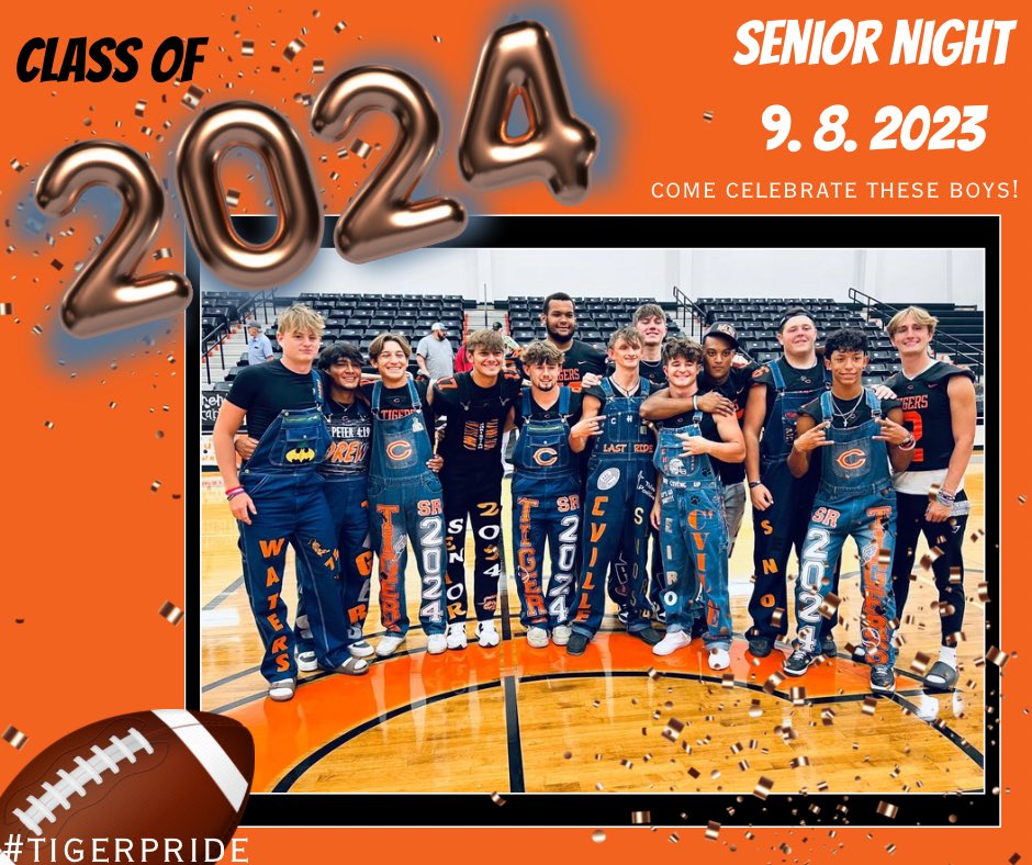 cvilletigerstx's tweet photo. Come celebrate these boys tonight! #senior24 #seniornight #cvilletigerstx #tigerpride #KAPSTRONG https://t.co/wGixLrpfZ4