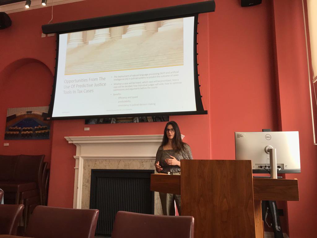 Today at @KCL_Law at the Democracy & Tax Administration workshop organised by @SteveDalytax and the @CircleU_eu to present our new research with @luisa_scarcella on the use of predictive justice in tax courtrooms