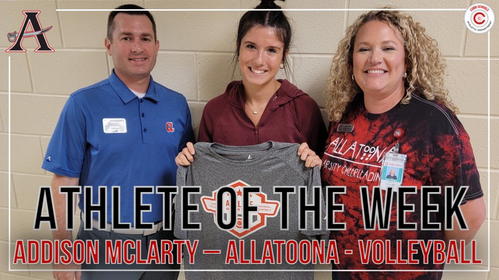 CCSD_AD's tweet image. Congrats to Addison McLarty of @toona_athletics @AllatoonaVB for being named the @CobbSchools
female athlete of the week! She just reached the milestone of 1,000 career kills and leads the teams in kills. Thanks to @BSNSPORTS_GA for their support of this recognition. @cobb_sports