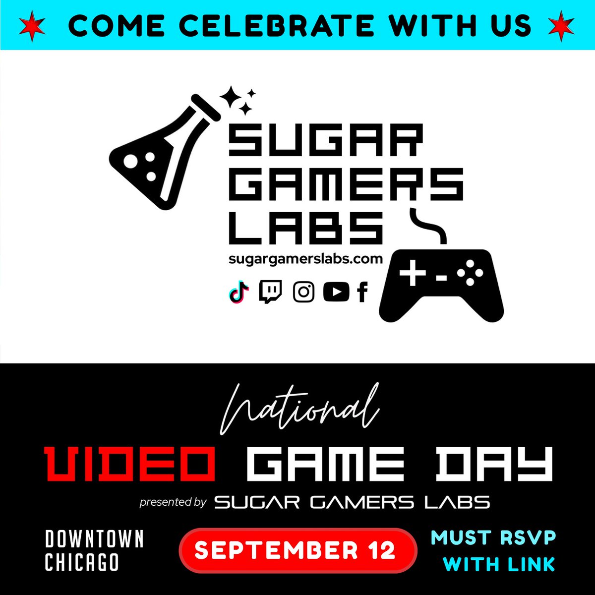 Come celebrate #NationalVideoGameDay Tue, Sep 12 at The Metropolitan Club with an evening of gaming and networking hosted by <a href="/SugarGamers/">MIND FAUX</a> ! 

They'll be 
🎙 Industry Insights
🕹 Hands-On Gaming
🤝 Networking
and of course🎉 Celebration!!

RSVP here: tinyurl.com/natlvidgameday
