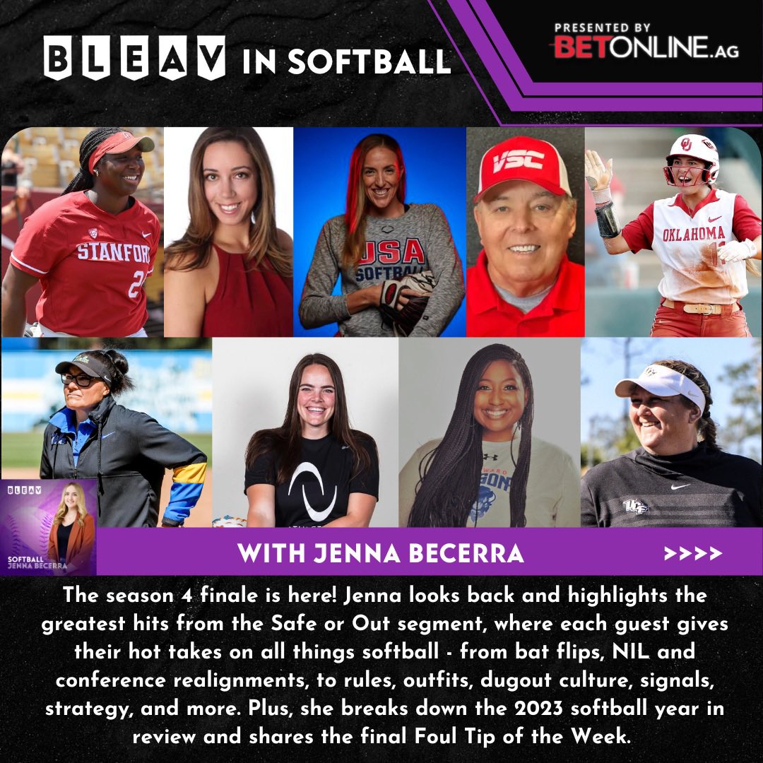 BleavInSoftball's tweet photo. 🔥 SEASON 4️⃣ FINALE 🔥

Host @JennaBecerra01 highlights the best #SafeOrOut segments of Season 4 with some of our favorite guests, breaks down the softball year in review, and gives us the last Foul Tip of the Week. 

Get it anywhere, including YouTube!
https://t.co/JcU15ZWBkd https://t.co/pY6xGElAiT