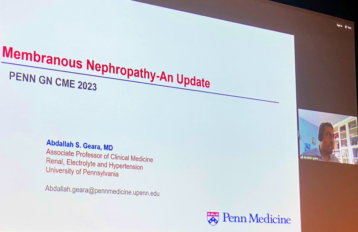 Dr Geara (from <a href="/PennGlomCTR/">Penn Glomerular Center</a>) giving an update on Membranous Nephropathy as part of the #NewHorizons2023 Penn Medicine Glomerular Disease Conference
#GlomerularDisease
#NephTwitter #MedTwitter