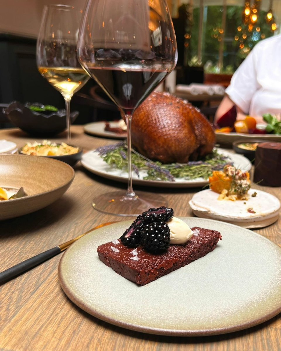 Chocolate Nemesis, blackberries, crème fraîche.