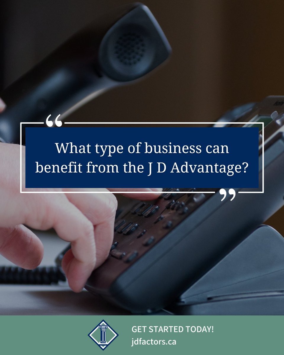 JDFactors's tweet image. What type of business can benefit from the J D Advantage? 🤔

Well, whether you are in the business of transporation, oil, staffing, IT or distribution; we can help! 😅

Contact us today to learn more about our customizable factoring solutions.📲

#businesssolutions #smallbus ...