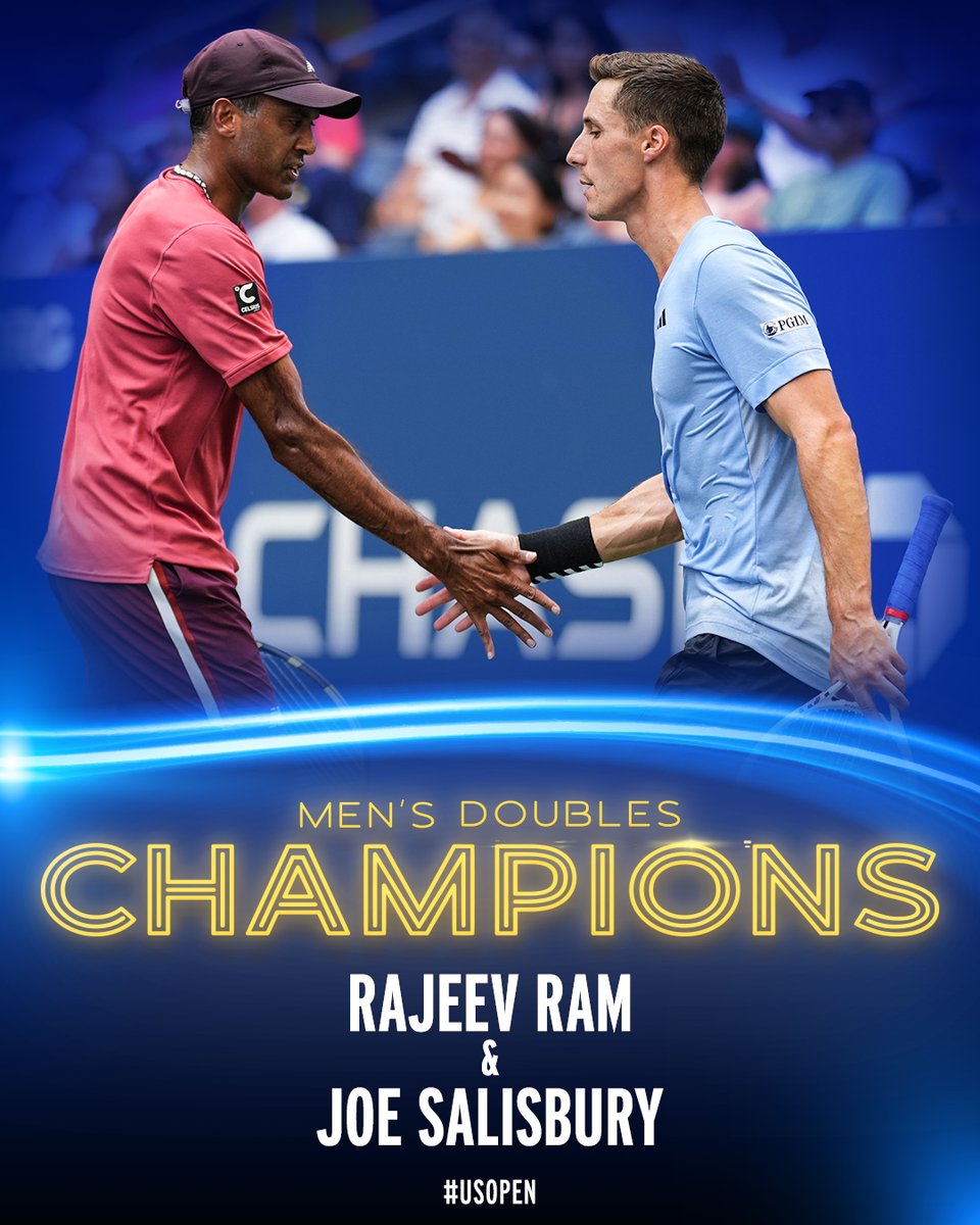 usopen's tweet image. 3-PEAT! 🏆🏆🏆

Rajeev Ram and Joe Salisbury have secured their 3rd consecutive US Open Championship!