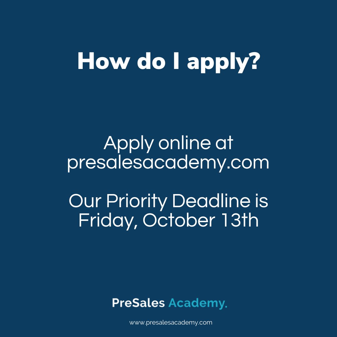 PreSalesAcademy's tweet photo. Are you looking to change your career in 2024? 💼

We have an exciting announcement to share for our November Cohort (Cohort #11)! 🌟 Thanks to a recent sponsorship deal, we are pleased to offer a special tuition rate of $4,000.

Link in Bio!

#Sponsored #solutions #presales https://t.co/Psxvin4GsV