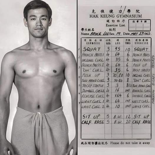 KhalilRaAli's tweet photo. Bruce Lee's Training Plan 👇🏿
.
#brucelee #bruceleestyle #gym #fitness #workoutplan #weightlifting #legend #fittolive #eattolive https://t.co/yWQQtepcQu