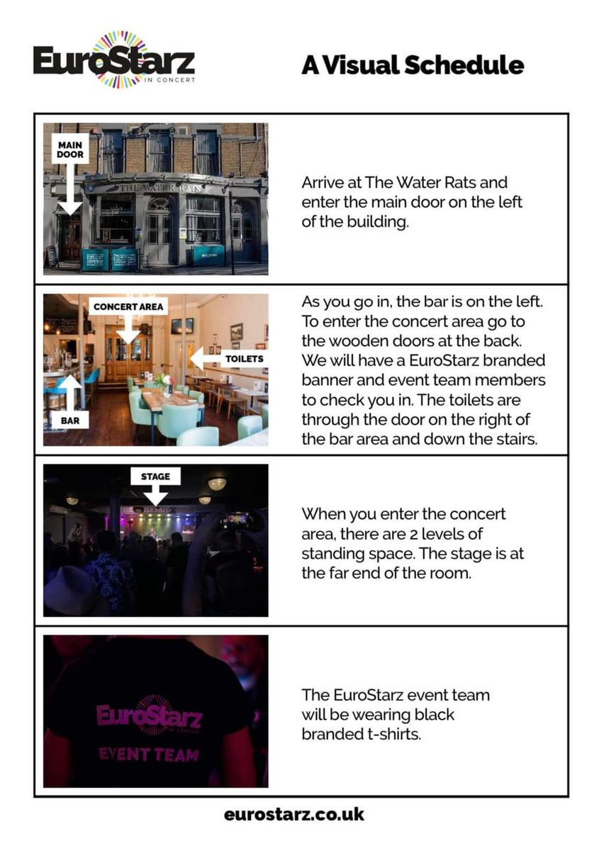 StarzConcert's tweet photo. At EuroStarz everyone is welcome. ❤️

For anyone that would like to understand more about the venue space in advance, we have a visual schedule of what to expect. 

If there’s anything else we can do to make your experience more enjoyable please let us know! https://t.co/0KA6Vyes88