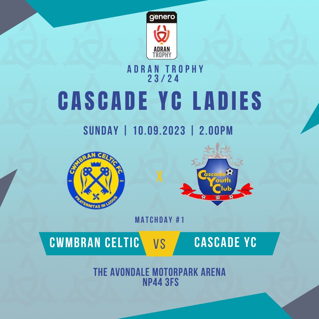 This Sunday we kick off our Adran Trophy campaign as we travel to <a href="/CwmbranCeltLFC/">Cwmbran Celtic LFC</a> for the first of our group fixtures! 

#UpTheCade 🩵🩶