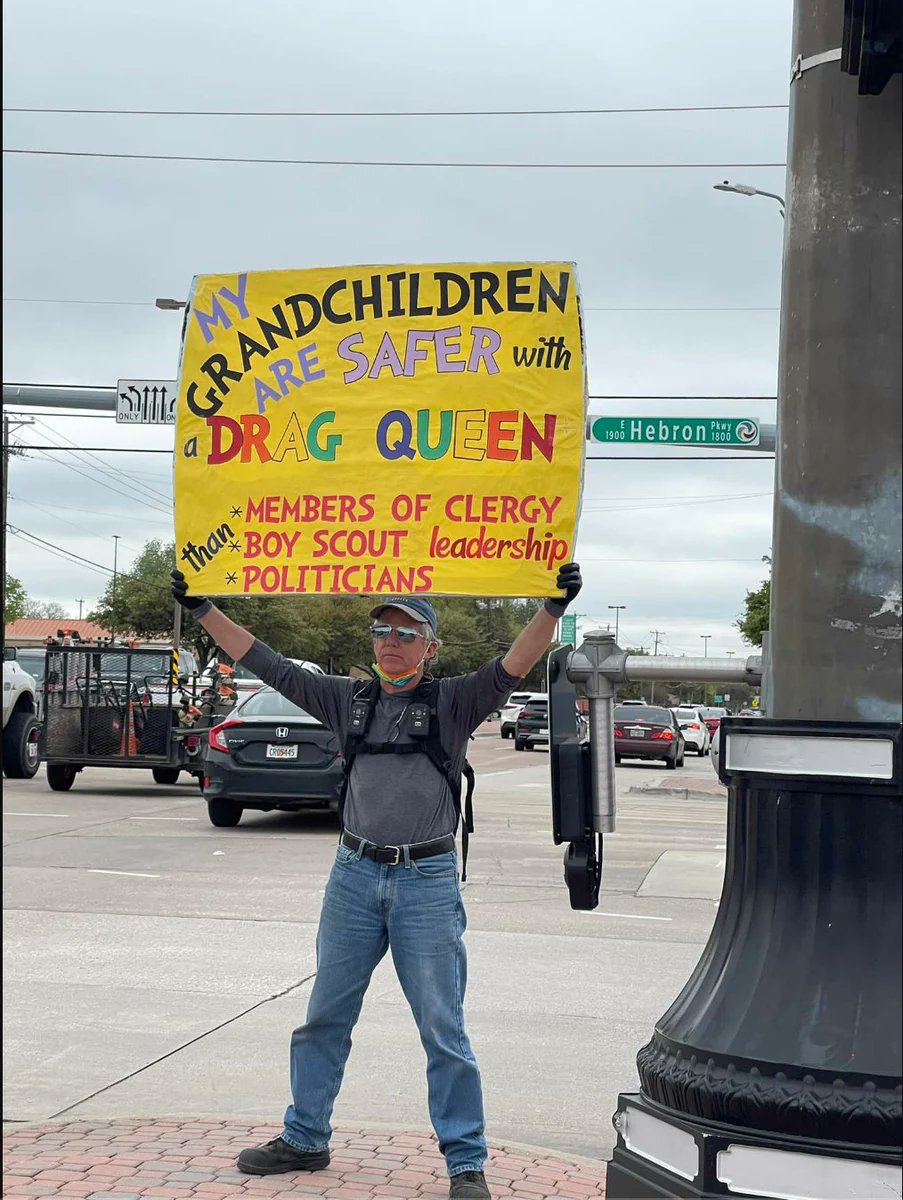 "A protester at a busy intersection in Texas." (Reddit)