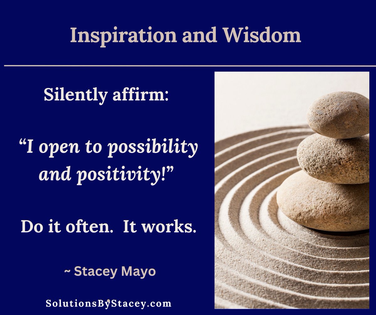 staceymayo's tweet photo. When your mind goes negative, try this:
Silently affirm: "I open to possibility and positivity!"  

 Do it often.  It works. "

For more wisdom and inspiration, follow me on Twitter.
#success #businesscoach  #healer  #inspirational https://t.co/vcQimSgb0A